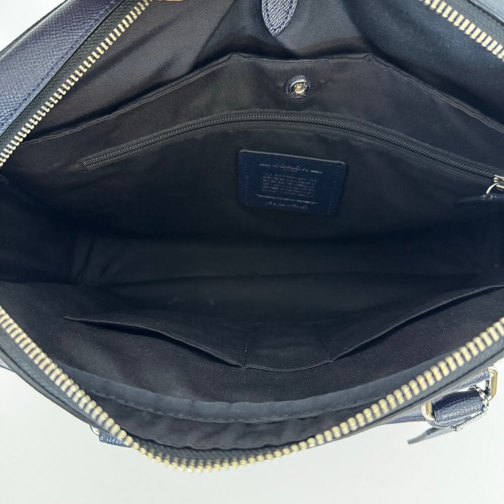 Coach Perry Slim Structured Briefcase Laptop Bag Blue Crossgrain Leather F59057 - Picture 14 of 16